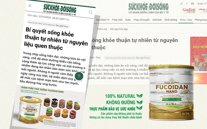 (Báo ĐSPL)Thực dưỡng Fucoidan Nano - Bí quyết sống khỏe thuận tự nhiên từ nguyên liệu quen thuộc